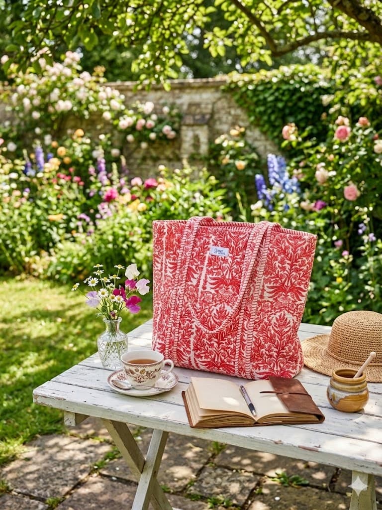 Red Flowers Large Tote Bag