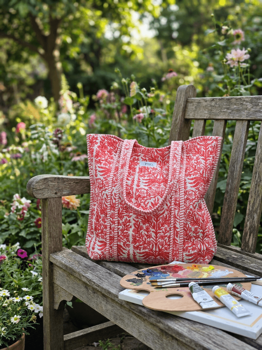 White & Red Flowers Large Tote Bag