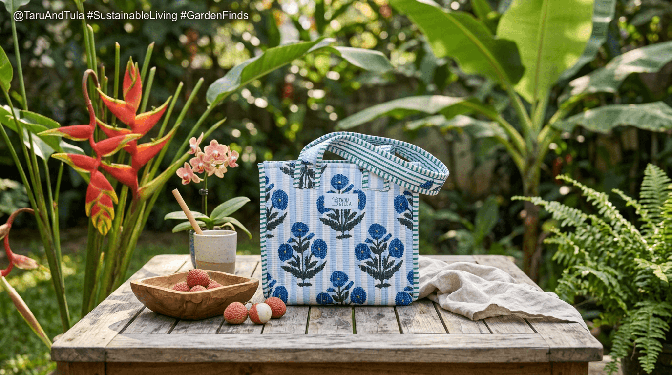 Blue Flowers Mini Tote Bag