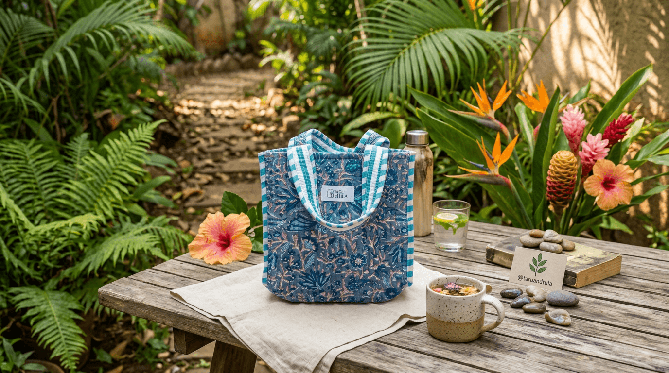 Blue Garden Bloom Mini Tote Bag