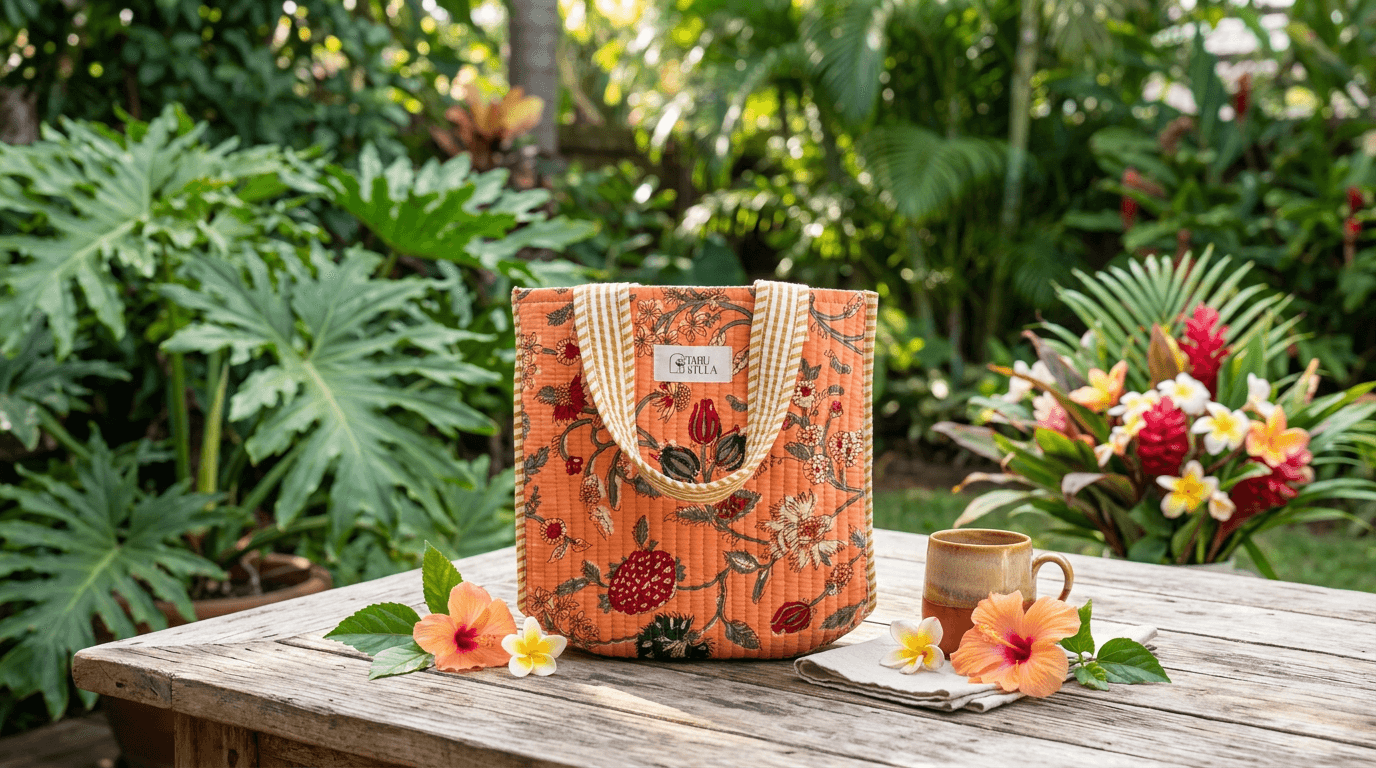 Peach Flowers Mini Tote Bag