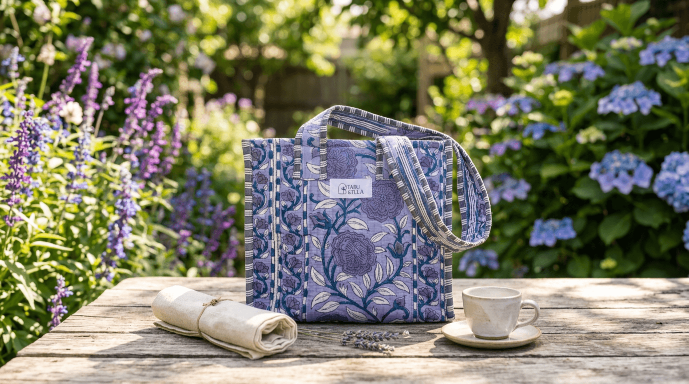 Purple Flowers Mini Tote Bag